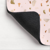 Tapis De Souris Terrazzo Rose Blush Avec Spots De Cuivre Or (Coin)