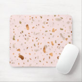 Tapis De Souris Terrazzo Rose Blush Avec Spots De Cuivre Or (Avec souris)