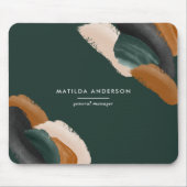 Tapis De Souris Terre cuite verte abstraite aquarelle moderne uniq (Devant)