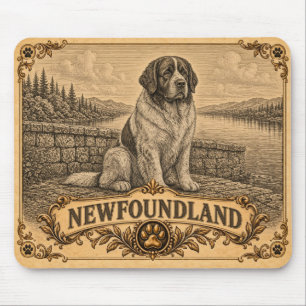 Tapis De Souris Terre-Neuve, Chien de Patrimoine Vintage