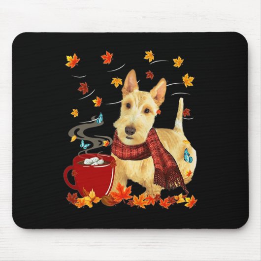 Tapis De Souris Terrier écossais roux - Automne - Chocolat - Chaud (Devant)