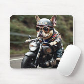 Tapis De Souris Terrier français "Frenchie" Monter une moto (Avec souris)