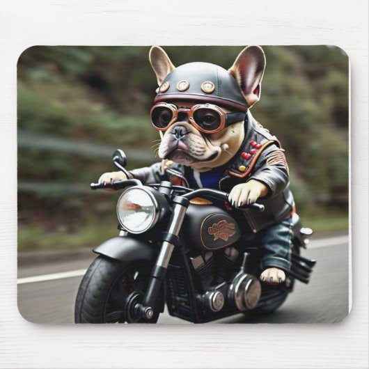 Tapis De Souris Terrier français "Frenchie" Monter une moto (Devant)