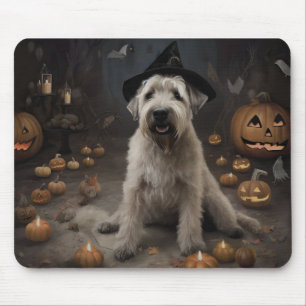 Tapis De Souris Térrier Irlandais Citrouilles Halloween Épouvantab