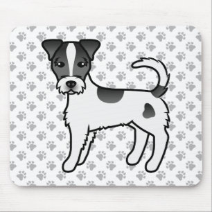 Tapis De Souris Terrier Parson Russell à poil dur noir et blanc