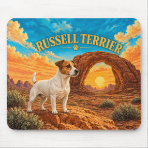 Tapis De Souris Terrier Russell, Arche de grès aquarelle vintage