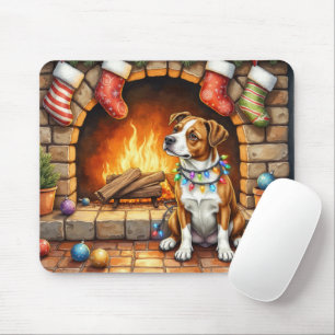 Tapis De Souris Terrier Staffordshire américain Lumières de Noël