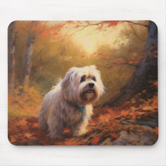 Tapis De Souris Terrier tibétain à l'automne Feuilles automne Insp (Devant)
