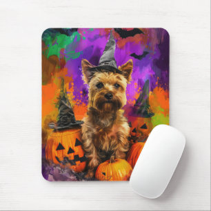 Tapis De Souris Terrorisant Cairn Terrier Chien Halloween Sorcière