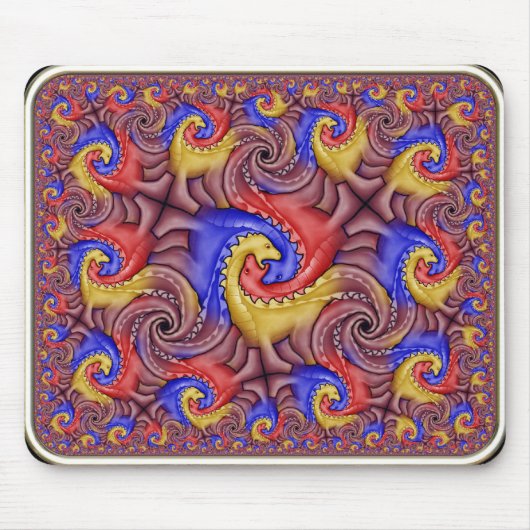 Tapis De Souris Tessellation hyperbolique de dinosaure (Devant)