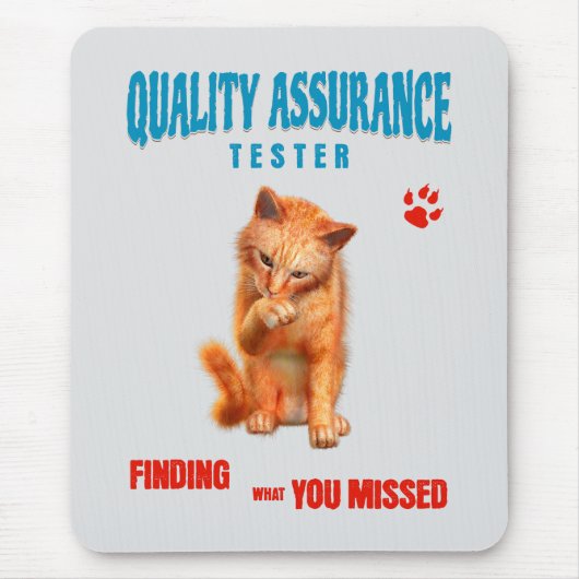 Tapis De Souris Testeur QA Humour de chat (Devant)