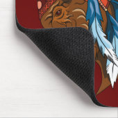 Tapis De Souris Tête de buffle avec coiffure indienne (Coin)
