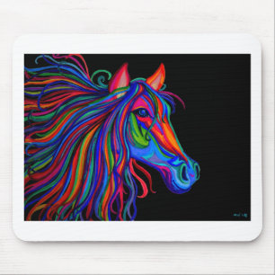 Tapis De Souris tête de cheval d'arc-en-ciel