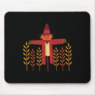 Tapis De Souris Tête de Citrouille de Scarecrow Champ de blé Autom