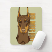 Tapis De Souris Tête de dobermann, règle rouge de Dobes (Avec souris)