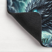 Tapis De Souris Tête de dragon dans un orage avec éclairs (Coin)