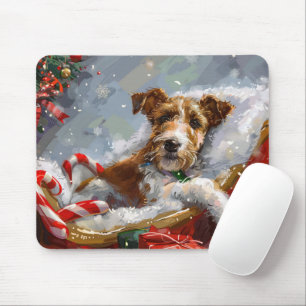 Tapis De Souris Tête de Fox Terrier de Noël Festif