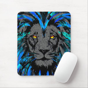 Tapis De Souris Tête de lion bleu - Portrait de lion - Lion Mousep