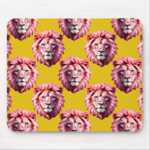 Tapis De Souris Tête de lion rose motif animal design jaune