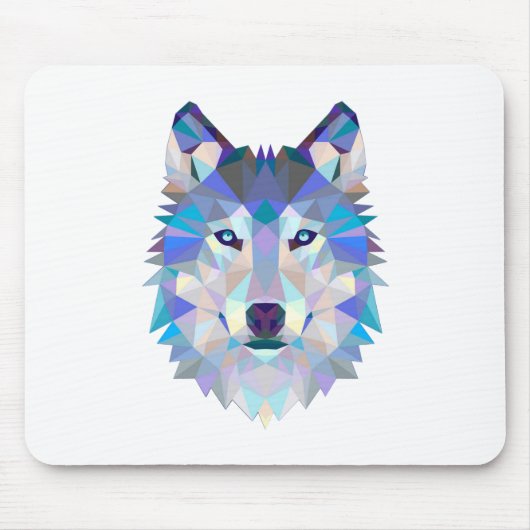 Tapis De Souris Tête de loup polygonale géométrique (Devant)