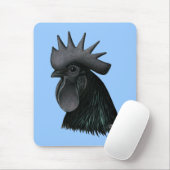 Tapis De Souris Tête de Rooster Ayam Cemani (Avec souris)