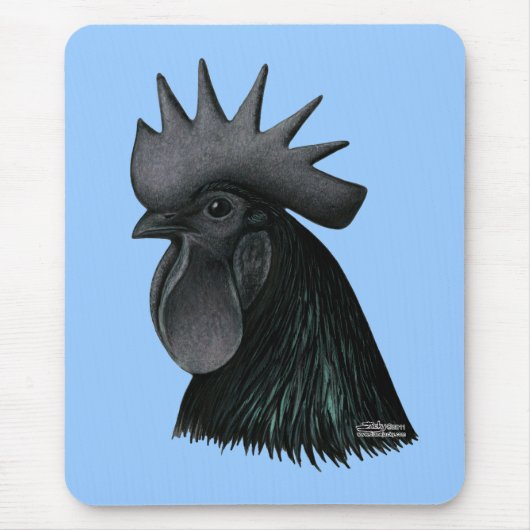 Tapis De Souris Tête de Rooster Ayam Cemani (Devant)