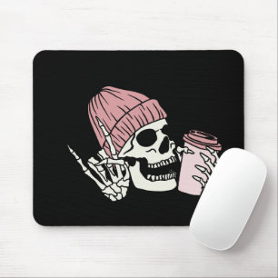 Tapis De Souris Tête de squelette avec Casquette sur un