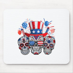 Tapis De Souris Tête de sucre Sungles Firework Drapeau américain 4