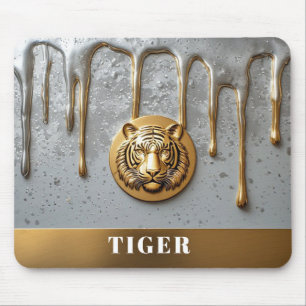 Tapis De Souris Tête de Tigre Doré avec Métal qui Coule 🐯