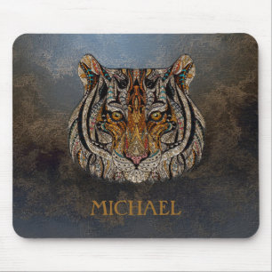 Tapis De Souris Tête de tigre, visage, aspect cuir 