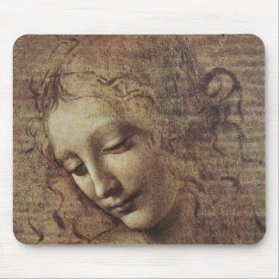 Tapis De Souris Tête d'une jeune femme avec les cheveux ébouriff