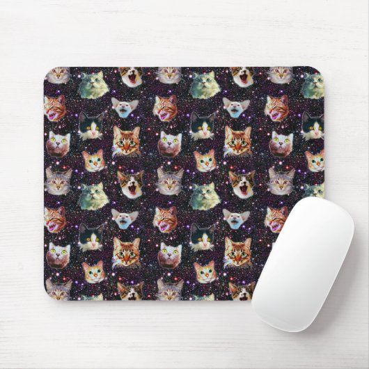Tapis De Souris Têtes de chat dans l'espace extra-atmosphérique Fu (Avec souris)