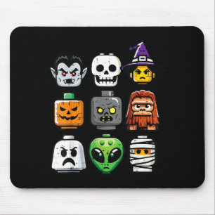 Tapis De Souris Têtes de fantôme de citrouille en brique Halloween