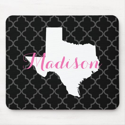 Tapis De Souris Texas Home State Quatrefoil Custom Monogramme (Devant)