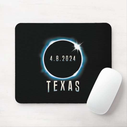Tapis De Souris Texas Total Solar Eclipse 2024 Bleu Avril 8 Hommes (Avec souris)