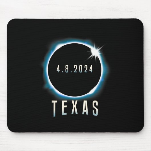 Tapis De Souris Texas Total Solar Eclipse 2024 Bleu Avril 8 Hommes (Devant)