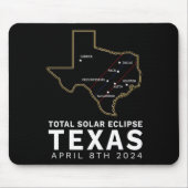 Tapis De Souris Texas Total Solar Eclipse 2024 Parcours De Totalit (Devant)