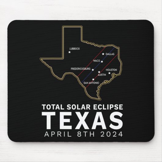 Tapis De Souris Texas Total Solar Eclipse 2024 Parcours De Totalit (Devant)