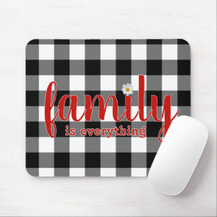 Tapis De Souris Texte De Famille Sur Buffalo Plaid