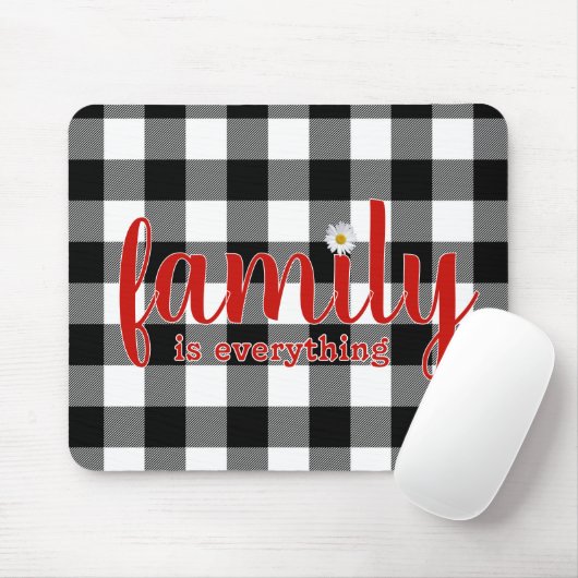 Tapis De Souris Texte De Famille Sur Buffalo Plaid (Avec souris)
