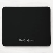 Tapis De Souris Texte de nom monogramme de script noir élégant (Devant)