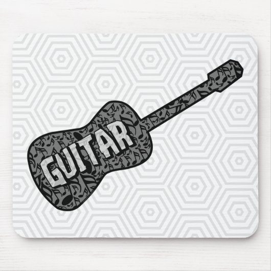 Tapis De Souris Texte des notes de musique de guitare (Devant)