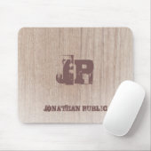 Tapis De Souris Texte désordonné Monogramme Modèle de look bois (Avec souris)