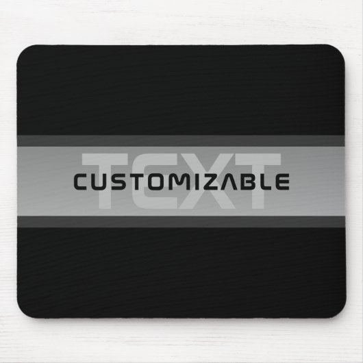 Tapis De Souris Texte en calques personnalisable moderne | Noir et (Devant)
