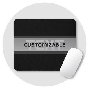 Tapis De Souris Texte en calques personnalisable moderne   Noir et