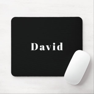 Tapis De Souris Texte ou nom personnalisé élégant Noir & Blanc