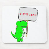 Tapis De Souris Texte personnalisé du dinosaure vert mignon (Devant)