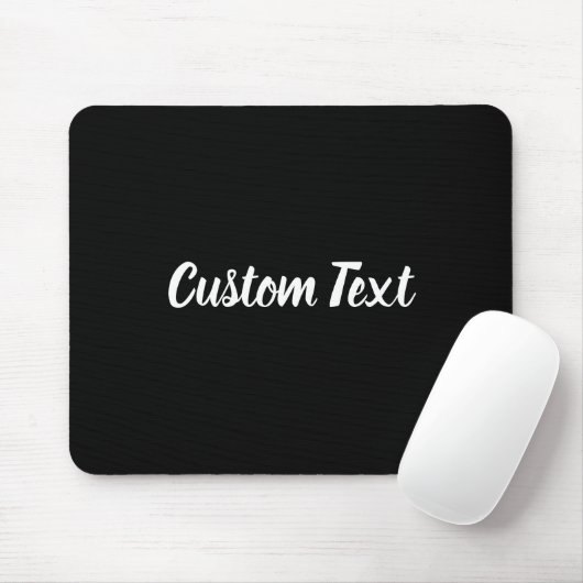 Tapis De Souris Texte personnalisé en noir avec script blanc (Avec souris)