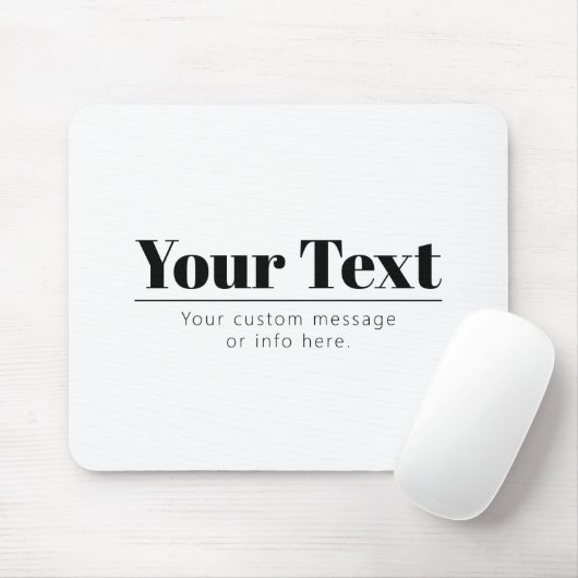 Tapis De Souris Texte rétro-moderne élégant | Noir & Blanc (Avec souris)