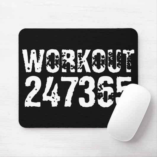 Tapis De Souris Texte usé et rayé Workout 247365 blanc (Avec souris)